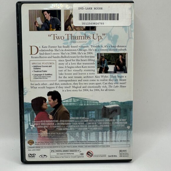 The Lake House DVD Full Screen Edition Keanu Reeves Sandra Bullock PG - Picture 2 of 3